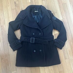 Ed Hardy Black Double-Breasted Pea Coat Size Medium